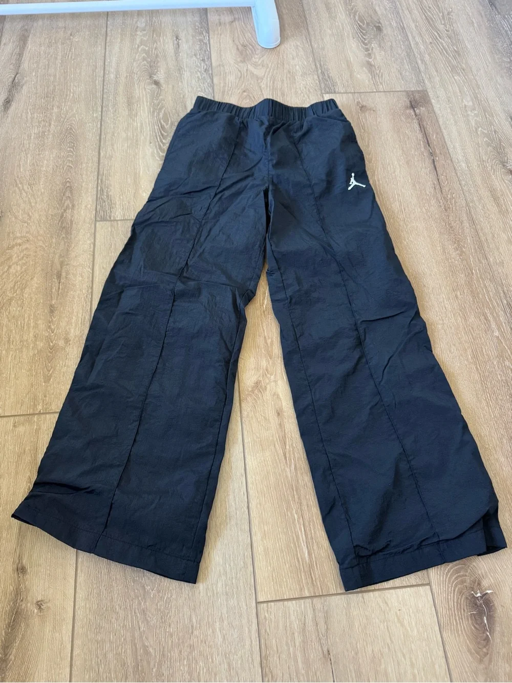 Black Jordan track pants wide-leg silhouette logo taping Youth Medium